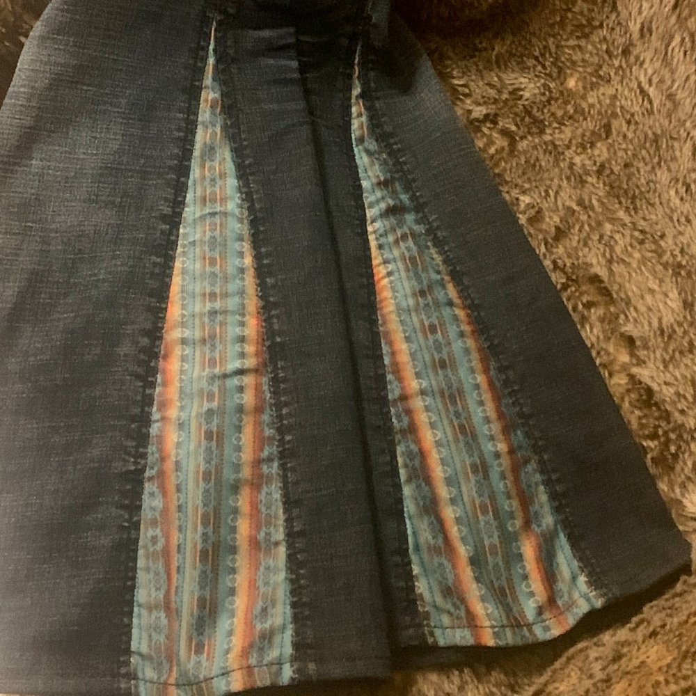 Cowgirl Tuff 'Aztec Flare' Mid Rise Flare Jean  - 28x32 - Picture 7 of 13